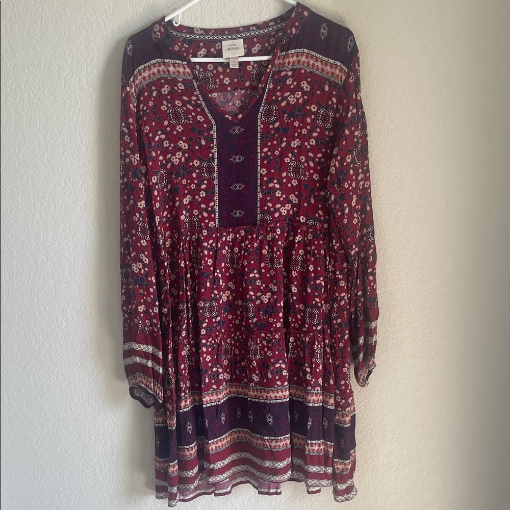 Know Rose Floral Burgundy Dress